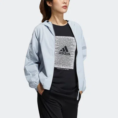 Adidas Originals (wmns) Adidas Str Wb Film Casual Sports Hooded Jacket Light Blue