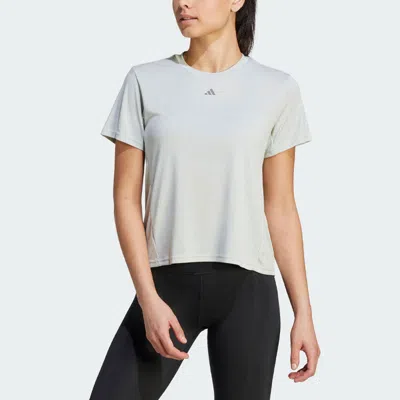 Adidas Originals (wmns) Adidas Hiit Heat.rdy Sweat-conceal Logo T-shirt 'grey' In Gray