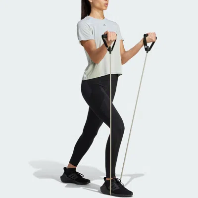 Adidas Originals (wmns) Adidas Hiit Heat.rdy Sweat-conceal Logo T-shirt 'grey' In Gray