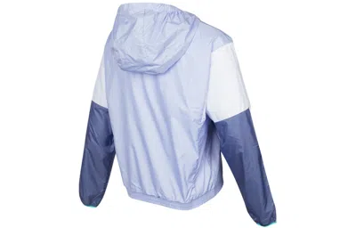 Adidas Originals (wmns) Adidas Fi W Wb Color Contrasting Colors Woven Sports Hooded Jacket Light Purple In Blue