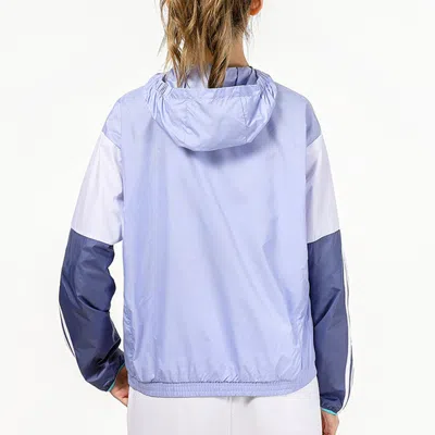 Adidas Originals (wmns) Adidas Fi W Wb Color Contrasting Colors Woven Sports Hooded Jacket Light Purple In Blue