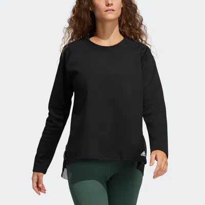 Adidas Originals (wmns) Adidas Dance Layering Splicing Yoga Exercise Round Neck Black Hoodie