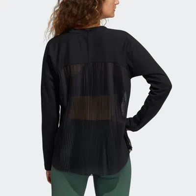 Adidas Originals (wmns) Adidas Dance Layering Splicing Yoga Exercise Round Neck Black Hoodie