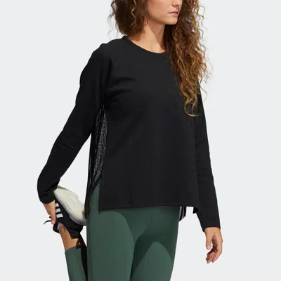 Adidas Originals (wmns) Adidas Dance Layering Splicing Yoga Exercise Round Neck Black Hoodie