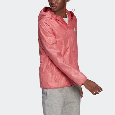 Adidas Originals (wmns) Adidas Wb Aop W Flowers Printing Slim Fit Hooded Jacket Rose Red