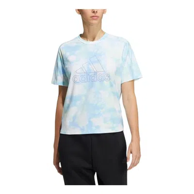 Adidas Originals (wmns) Adidas Met Aop T-shirt 'white Blue' In Multi