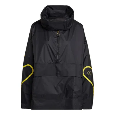 Adidas Originals (wmns) Adidas By Stella Mccartney Half-zip Mid-length Windbreaker 'black Yellow' In Multi