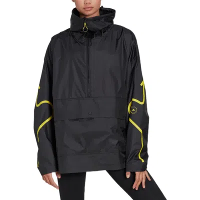 Adidas Originals (wmns) Adidas By Stella Mccartney Half-zip Mid-length Windbreaker 'black Yellow' In Multi