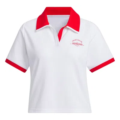 Adidas Originals (wmns) Adidas Verbiage Polo T-shirt 'white Red'