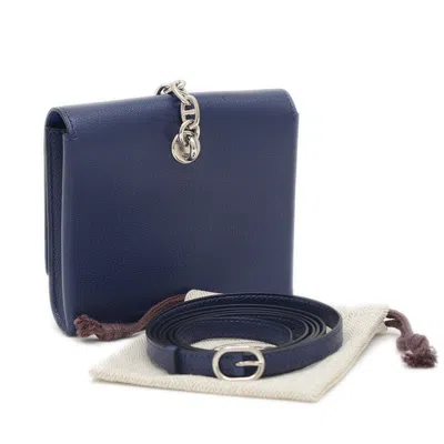 Pre-owned Hermes Bleu Saphir Chain/shoulder Wallet () In Blue