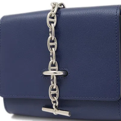 Pre-owned Hermes Bleu Saphir Chain/shoulder Wallet () In Blue