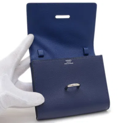 Pre-owned Hermes Bleu Saphir Chain/shoulder Wallet () In Blue