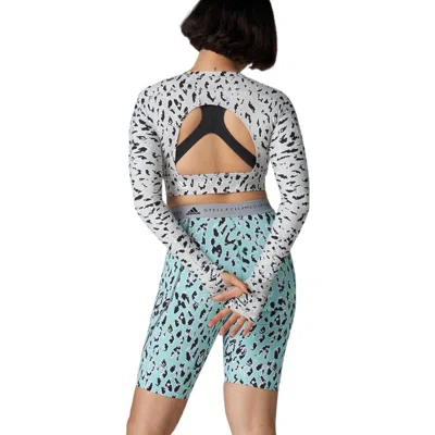 Adidas Originals (wmns) Adidas By Stella Mccartney Truestrength Long Sleeve Cropped Top 'white Black' In Multi