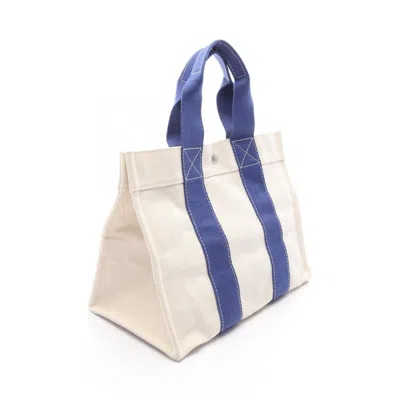 Pre-owned Hermes Blue Ivory Canvas Tote Bag ()