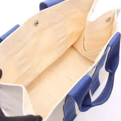 Pre-owned Hermes Blue Ivory Canvas Tote Bag ()