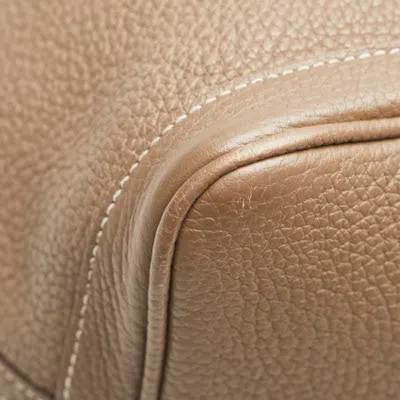 Pre-owned Hermes Garden Brown Etoupe Gray Negonda Leather Handbag Tote Bag () In Multi