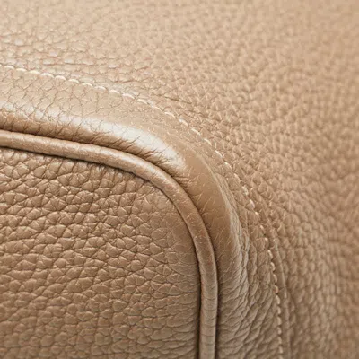 Pre-owned Hermes Garden Brown Etoupe Gray Negonda Leather Handbag Tote Bag () In Multi