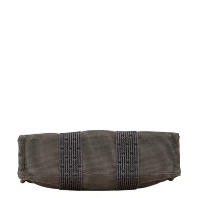 Pre-owned Hermes Her Line Black Gray Canvas Handbag Tote Bag () In Multi