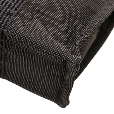Pre-owned Hermes Her Line Black Gray Canvas Handbag Tote Bag () In Multi