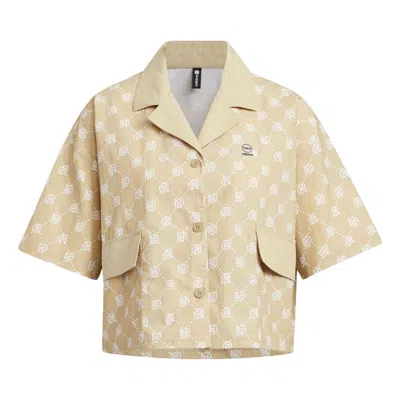 Adidas Originals (wmns) Adidas Neo Lapel Loose Breathable Sports Casual Polo Shirts 'beige' In Neutral