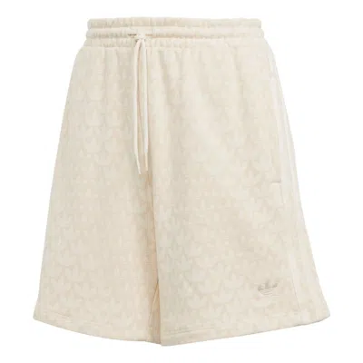 Adidas Originals (wmns)  Trefoil Monogram Shorts 'beige' In Neutral