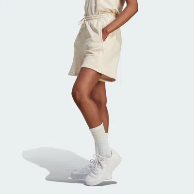 Adidas Originals (wmns)  Trefoil Monogram Shorts 'beige' In Neutral