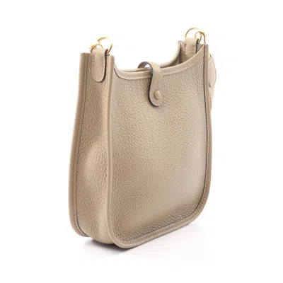 Pre-owned Hermes Mini Beige Taurillon Clemence Leather Shoulder Bag () In Sand