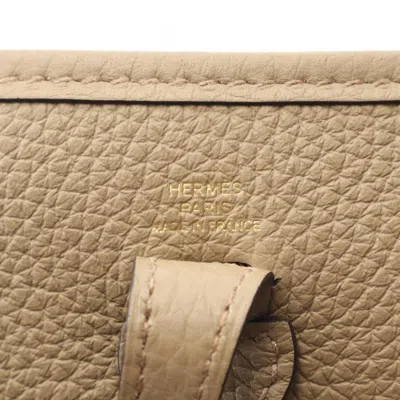 Pre-owned Hermes Mini Beige Taurillon Clemence Leather Shoulder Bag () In Sand