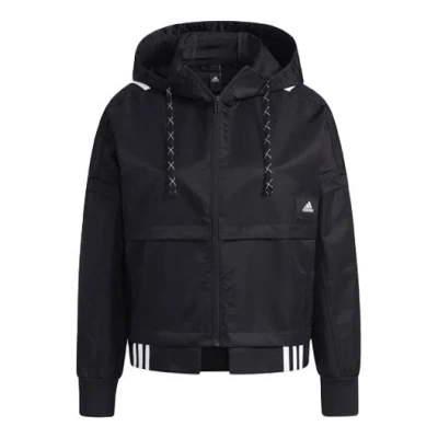 Adidas Originals (wmns) Adidas Str Jkt Light Sport Patchwork Hooded Jacket For Black