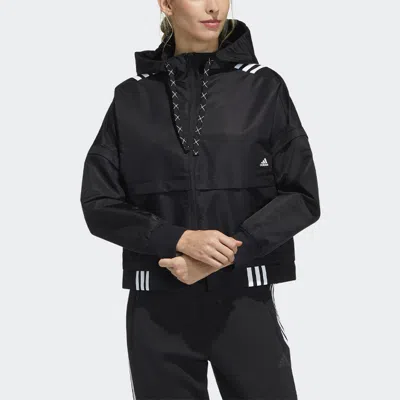 Adidas Originals (wmns) Adidas Str Jkt Light Sport Patchwork Hooded Jacket For Black
