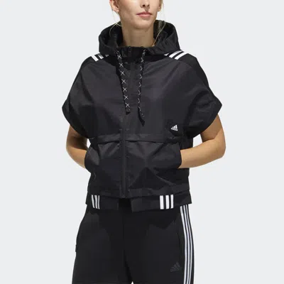 Adidas Originals (wmns) Adidas Str Jkt Light Sport Patchwork Hooded Jacket For Black