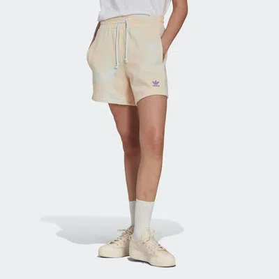Adidas Originals (wmns) Adidas Allover Print Loose Shorts Asia Sizing 'beige Purple' In Neutral