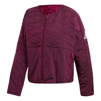 Adidas Originals (wmns) Adidas W Zne Padded Jk Cardigan Casual Sports Jacket Wine Red In Burgundy