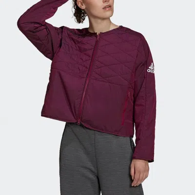 Adidas Originals (wmns) Adidas W Zne Padded Jk Cardigan Casual Sports Jacket Wine Red In Burgundy