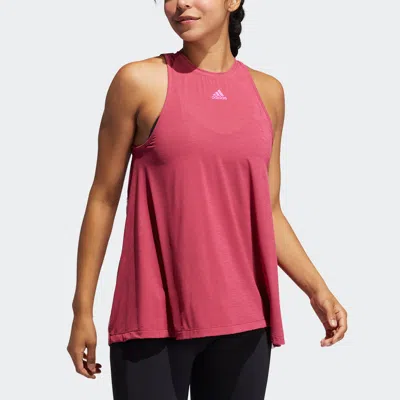 Adidas Originals (wmns) Adidas Dance Tank Yoga Gym Loose Breathable Round Neck Sports Pink Vest In Red