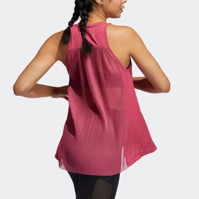 Adidas Originals (wmns) Adidas Dance Tank Yoga Gym Loose Breathable Round Neck Sports Pink Vest In Red