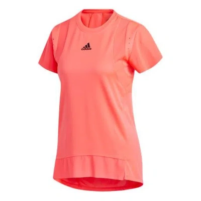 Adidas Originals (wmns) Adidas Training Round Neck Sports Running Short Sleeve Pink T-shirt In Red