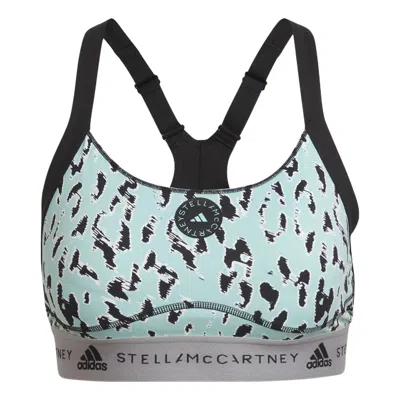Adidas Originals (wmns) Adidas By Stella Mccartney Truepurpose Medium Support Printed Bra 'teal Black' In Green