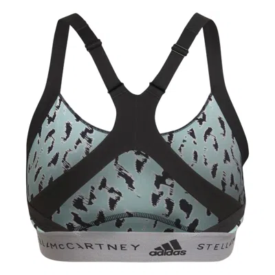 Adidas Originals (wmns) Adidas By Stella Mccartney Truepurpose Medium Support Printed Bra 'teal Black' In Green