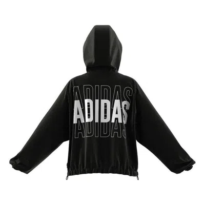 Adidas Originals (wmns) Adidas Essentials Repeat Logo Loose-fit Windbreaker 'black White'