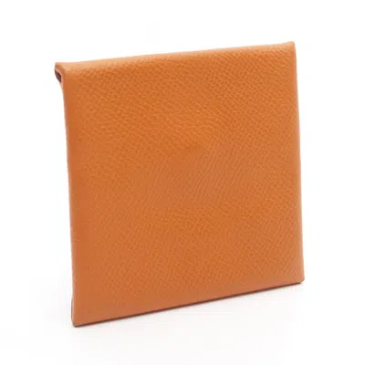 Pre-owned Hermes Orange Epsom Leather Coin Purse/coin Case ()