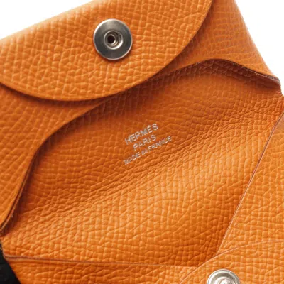 Pre-owned Hermes Orange Epsom Leather Coin Purse/coin Case ()