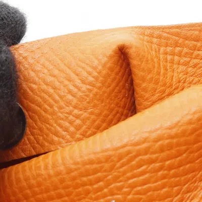 Pre-owned Hermes Orange Epsom Leather Coin Purse/coin Case ()