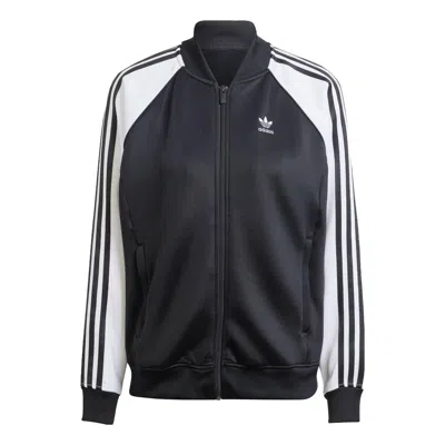 Adidas Originals (wmns) Adidas Adicolor Classics Oversized Sst Track Jacket 'black White' In Blue