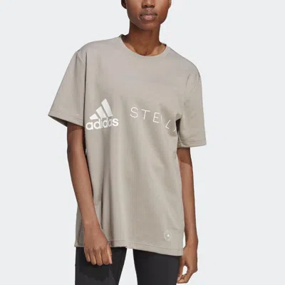 Adidas Originals (wmns) Adidas By Stella Mccartney Logo-print T-shirt 'grey' In Gray