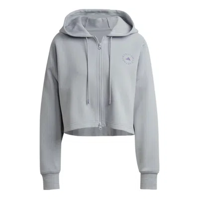 Adidas Originals (wmns) Adidas By Stella Mccartney Cropped Hooded Jacket 'grey' In Gray