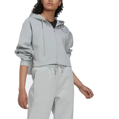 Adidas Originals (wmns) Adidas By Stella Mccartney Cropped Hooded Jacket 'grey' In Gray