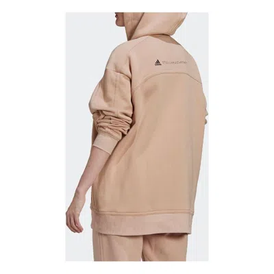 Adidas Originals (wmns) Adidas By Stella Mccartney Logo Print Zip-up Hoodie 'beige' In Pink