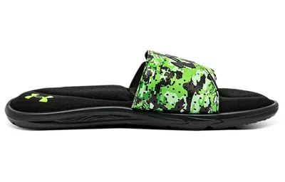 Under Armour Ignite 6 Graphic Strap Slide 'black Green Citrine Camo' In Multi