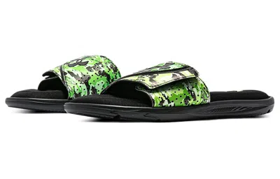 Under Armour Ignite 6 Graphic Strap Slide 'black Green Citrine Camo' In Multi